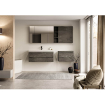 Dulap suspendat cu oglinda,Kolpasan, Naomi, 3 usi, 120 cm, dark concrete